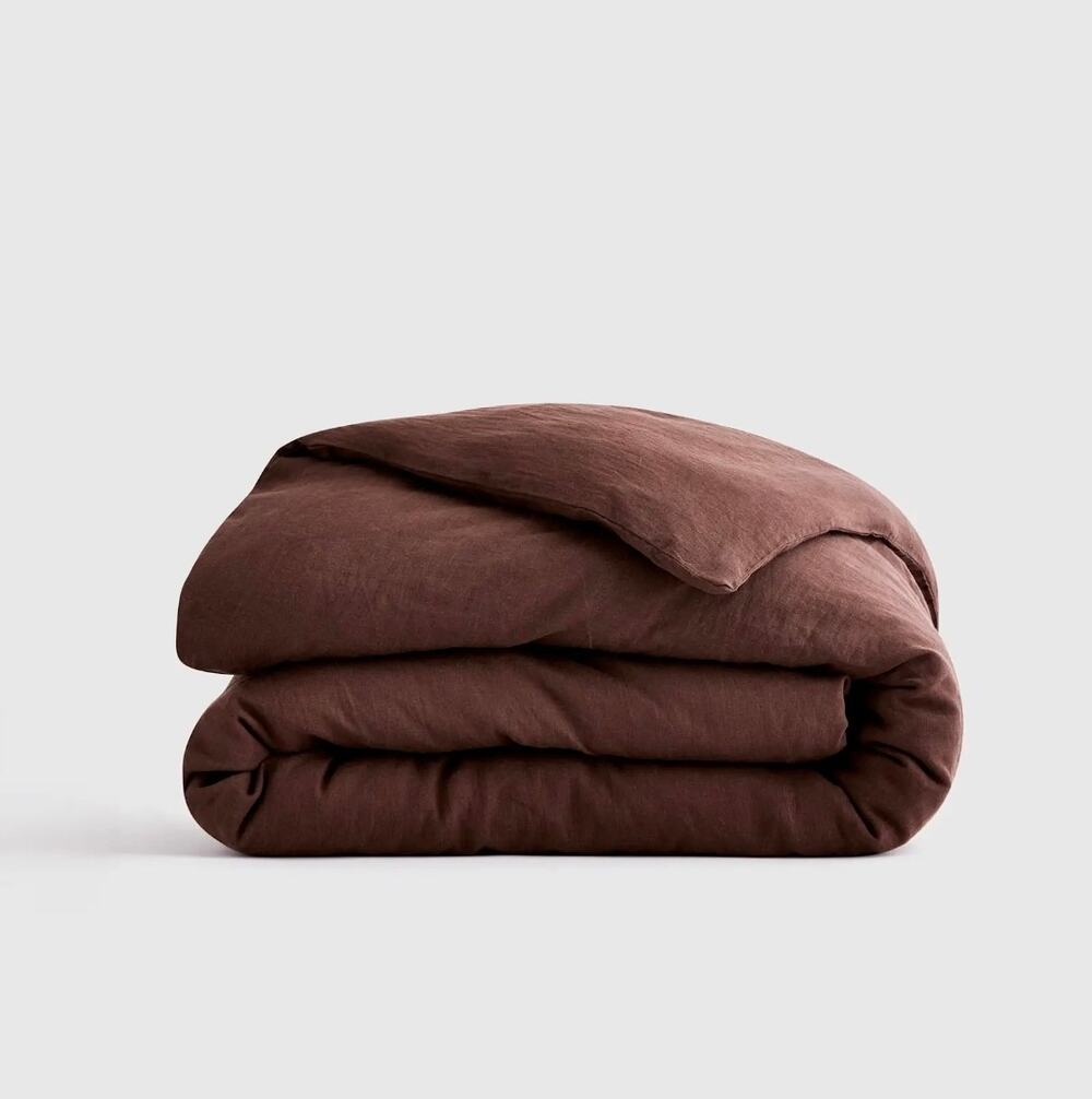 NWOT Quince 100% European Flax Linen Full Queen Duvet Cover Espresso Brown